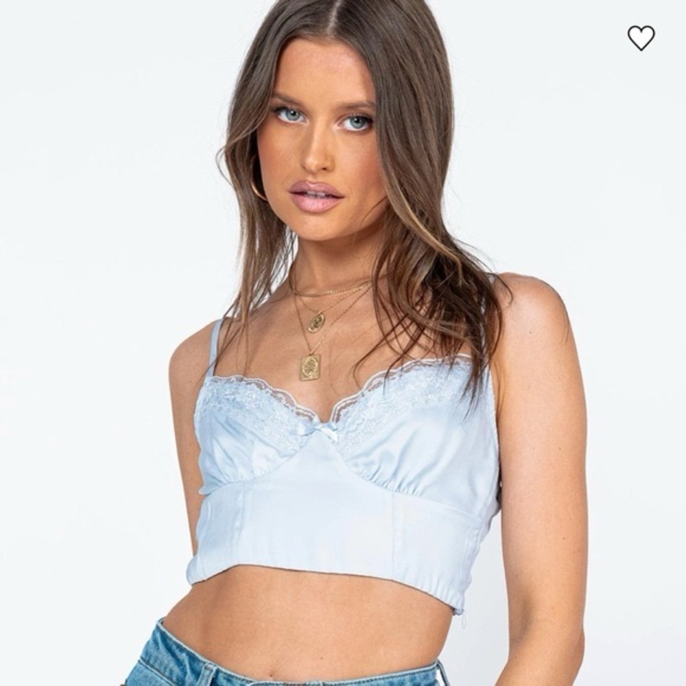 Princess Polly Light Blue Satin‎ Lace Cami - Size US 4